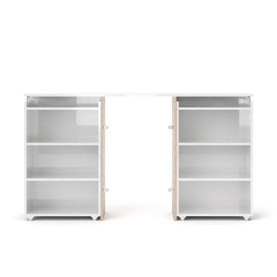 Nada Kopfende 140 cm mit 4 Ablagen weiss hochglanz.