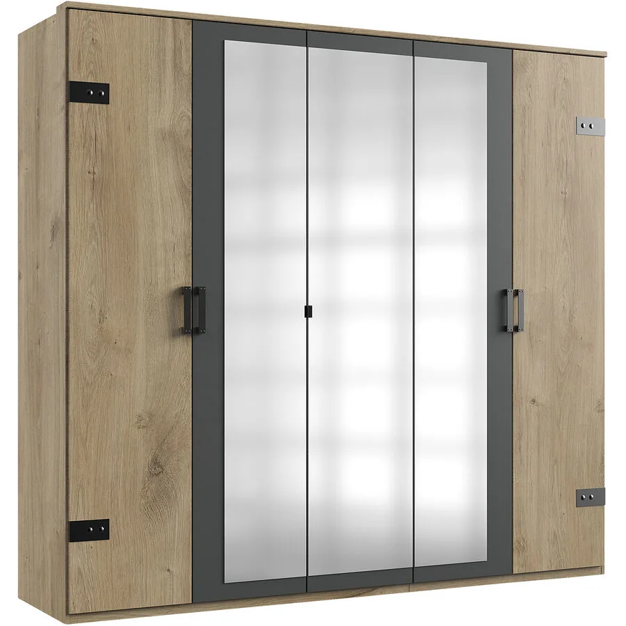 Kleiderschrank Jasmin Eiche/graphit Holzwerkstoff B 225 cm