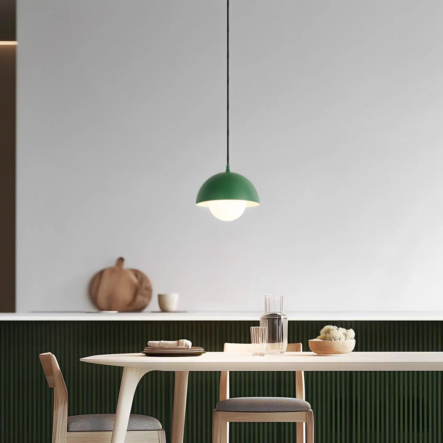 Hide Pendelleuchte, Ø 22cm, dunkelgrün, E14, Alu/Glas - NOLA - Wohnzimmer - Skandinavisch - Aluminium - Einflammig