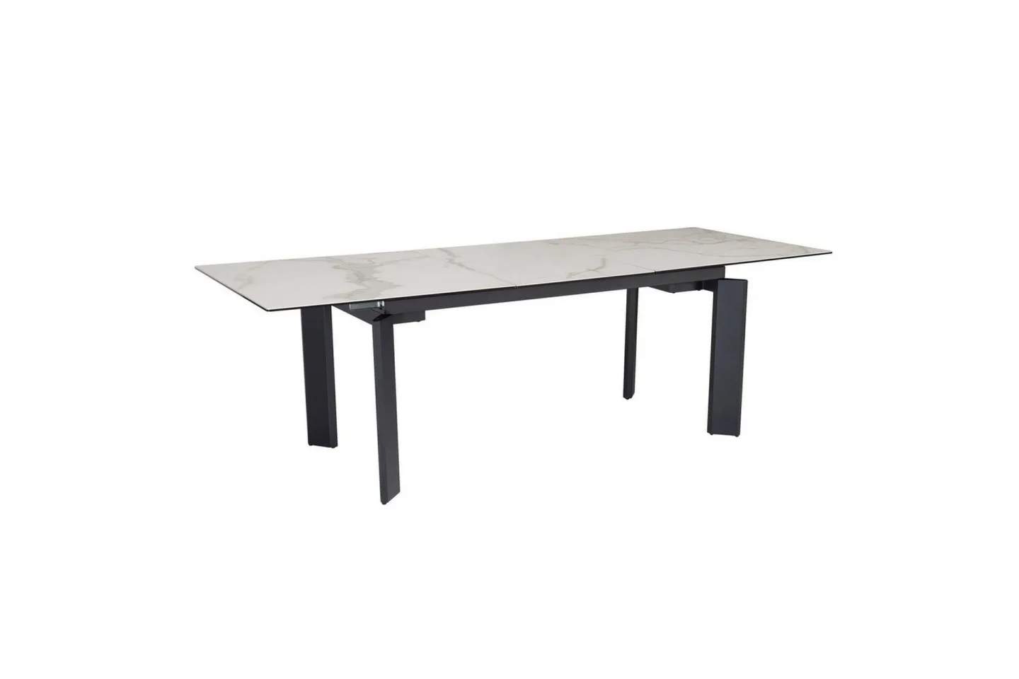 Matbord Wohnling Utdragbart 180-260 cm keramisk, klassiskt fyra ben och metallram Svart, marmor vit - Svart, marmor vit