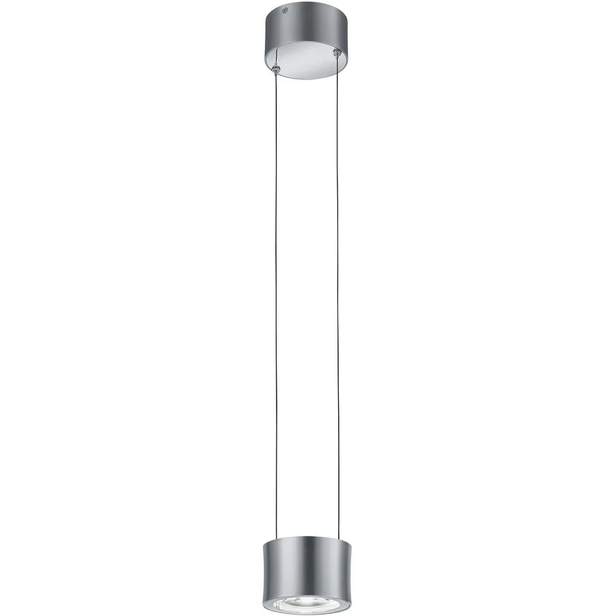 Designer-Pendellampe Bankamp Impulse Nickel matt 1-flammig - Farbe: Nickel matt mit Chrom abgesetzt - LED - Lichtfarbe: Extra warmweiss - Material: