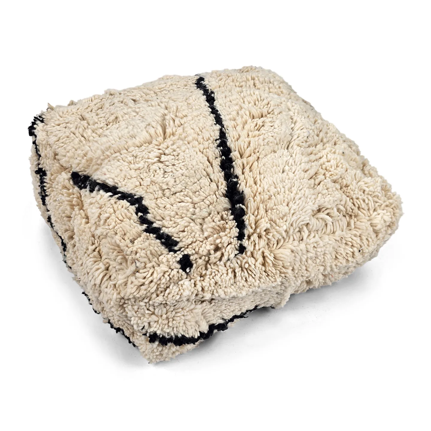Sittepuff - Marokkansk Beni Ourain 099 (Størrelse: 60 x 60 cm)