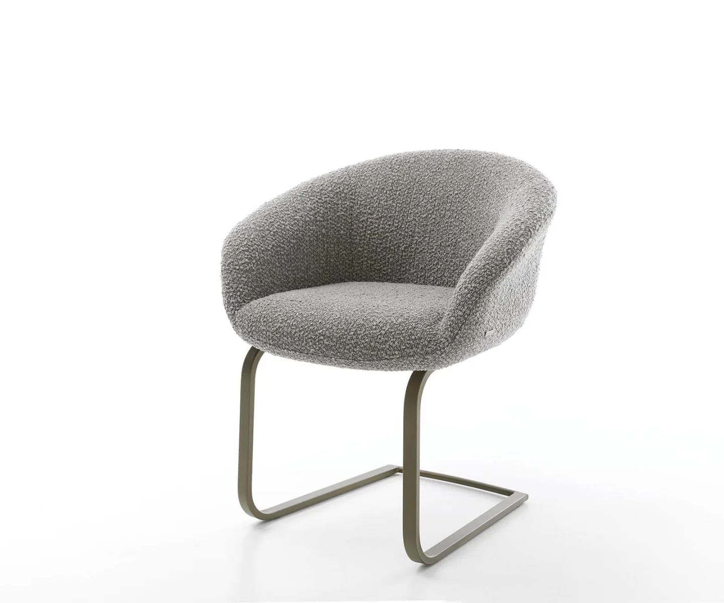 Freischwinger Vinka-Flex mit Armlehnen Bouclé Silbergrau Freischwinger flach Effektfinish Titan Taschenfederkern