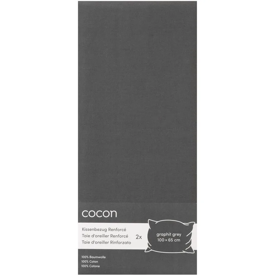 Kissenbezug COCON Graphit Baumwolle B 100 T 65 cm - Material: Renforcé