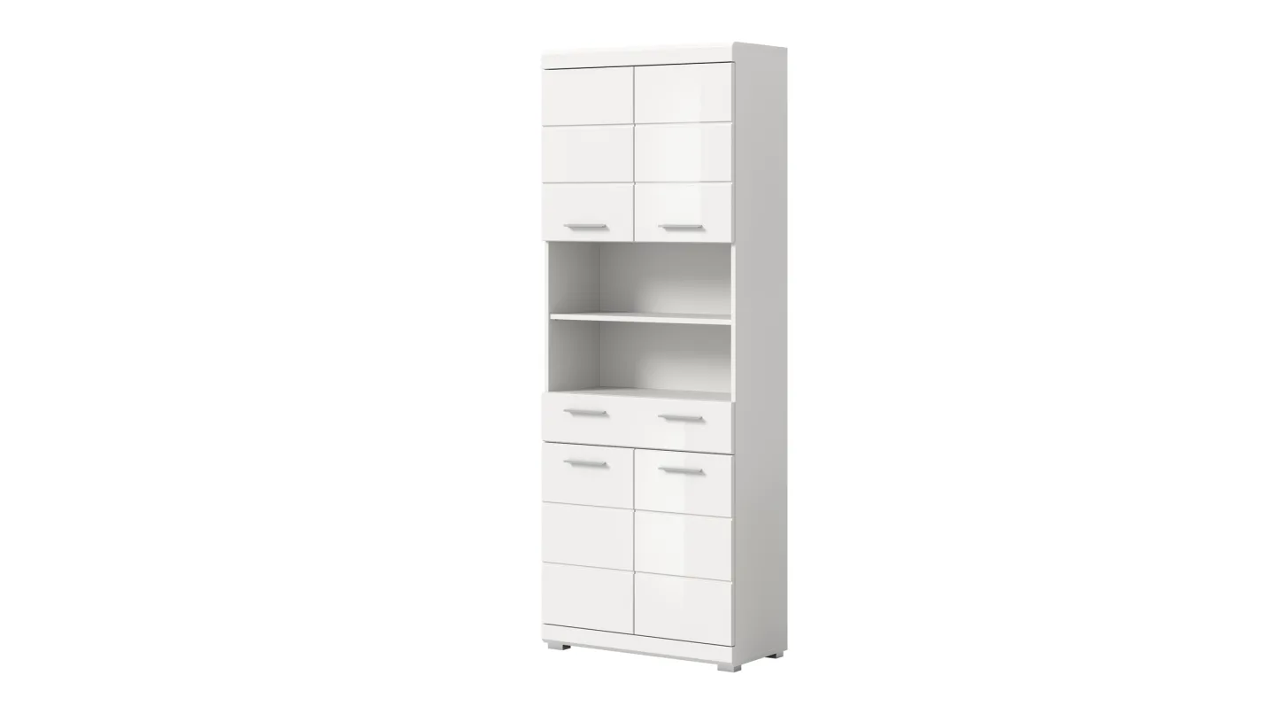 Bad Hochschrank weiß hochglanz 4 Türen Breite 74 cm - SCOUT