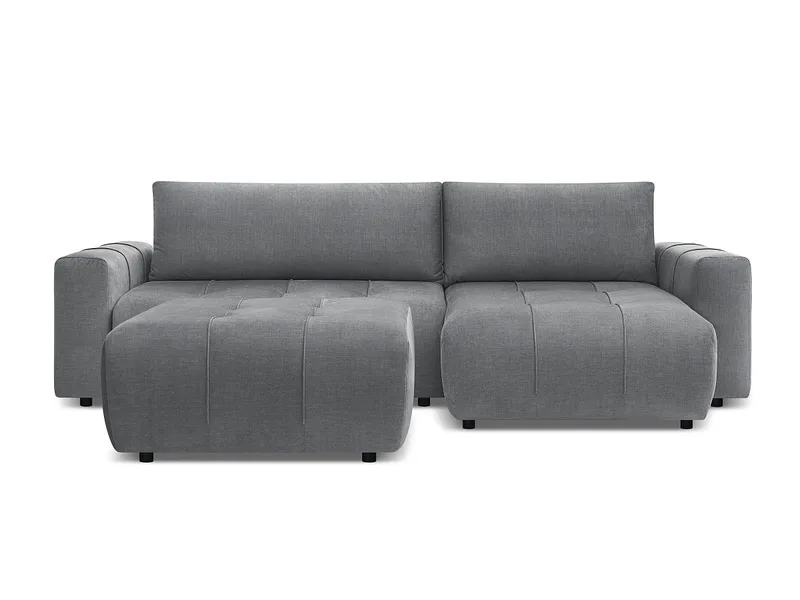 Ecksofa mit Hocker BOBOCHIC ARSENE Samt dunkelgrau