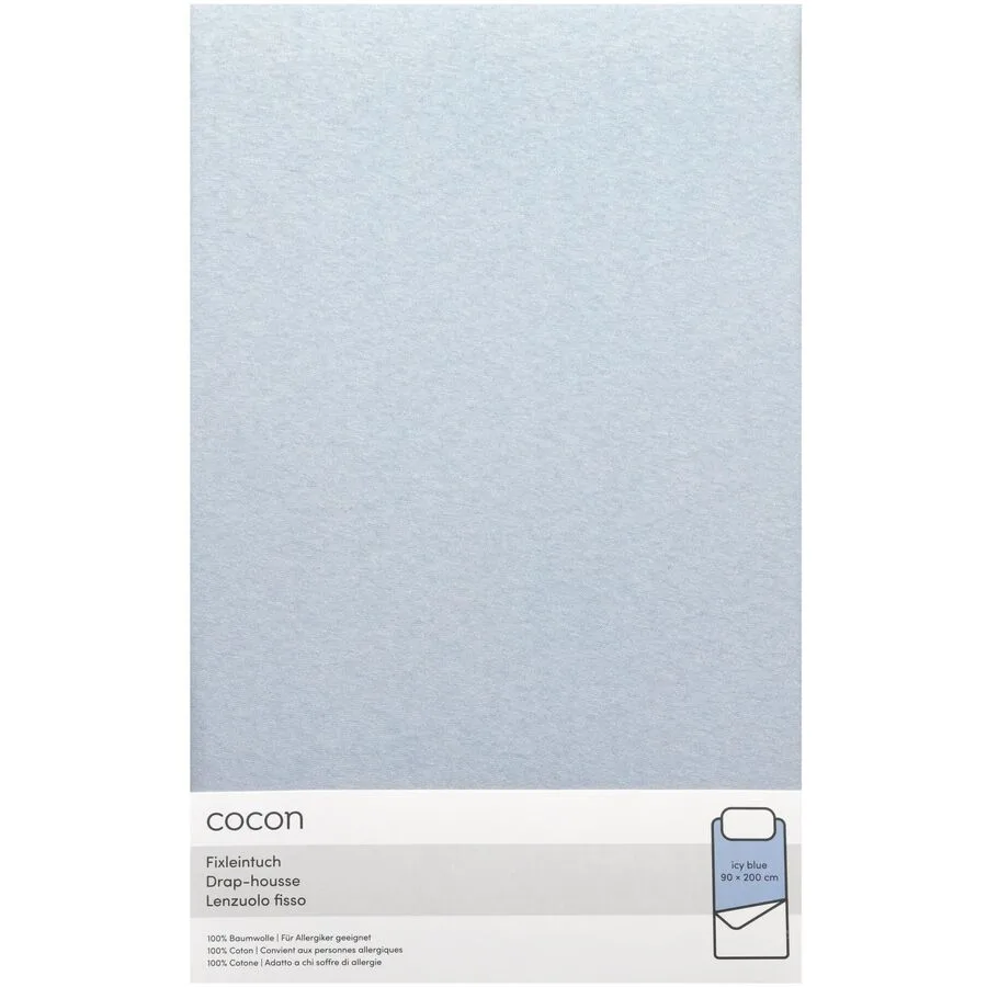 Fixleintuch COCON Eisblau Baumwolle 90 x 200 cm - Material: Jersey