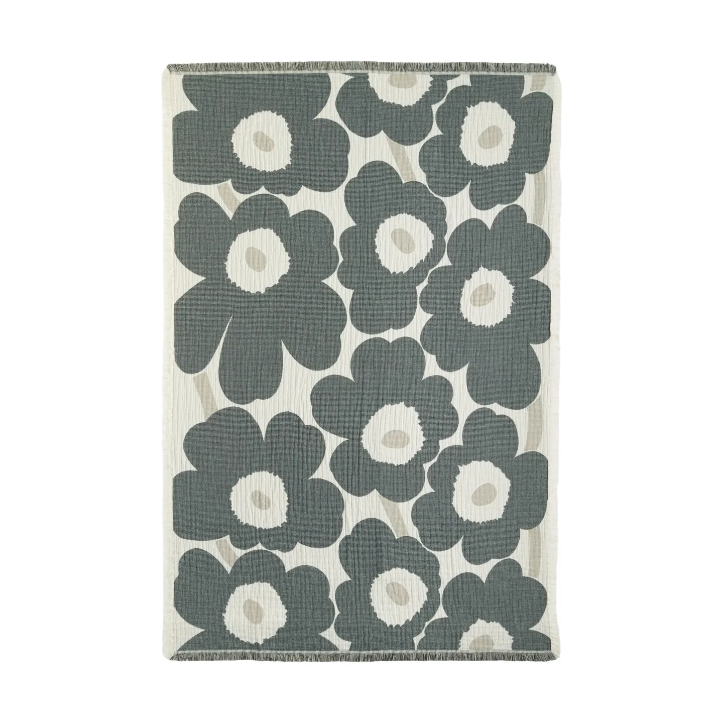 Marimekko Unikko pläd 150x220 cm Off white-charcoal-sand