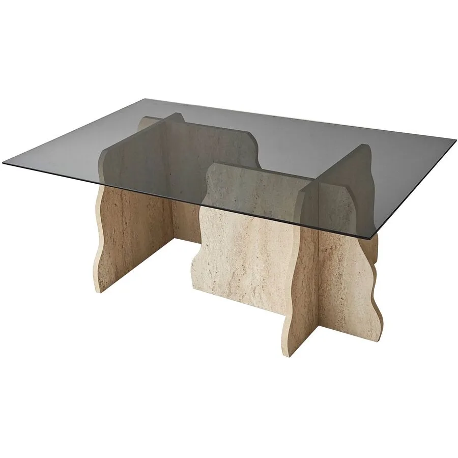 Salontisch Georis Travertin, Rauch 100% Hartglas/Holzwerkstoff B 105 T 65 cm