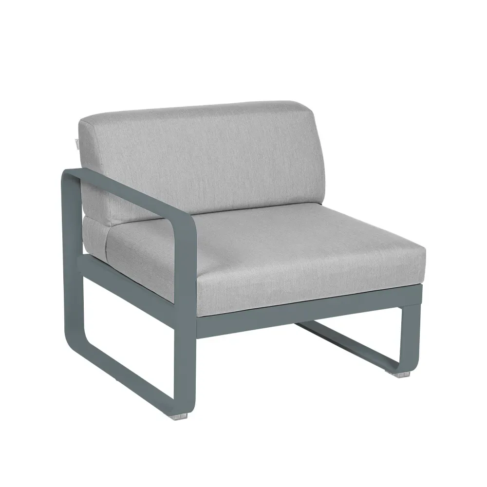 Fermob Bellevie Left modulsoffa Storm grey (grå), flannel grey dyna, 1-sits