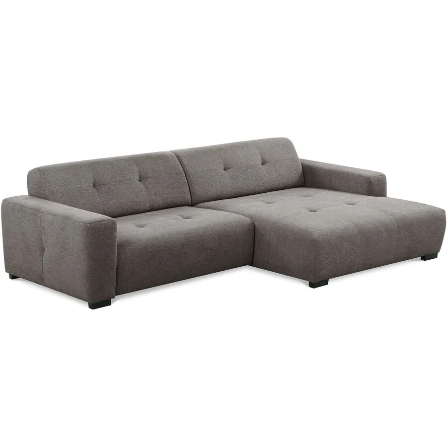 Ecksofa Bondi Grau/Schwarz Stoff B 286 T 169 cm - Farbe: Schiefergrau - Material: Moderne Chenille Weboptik