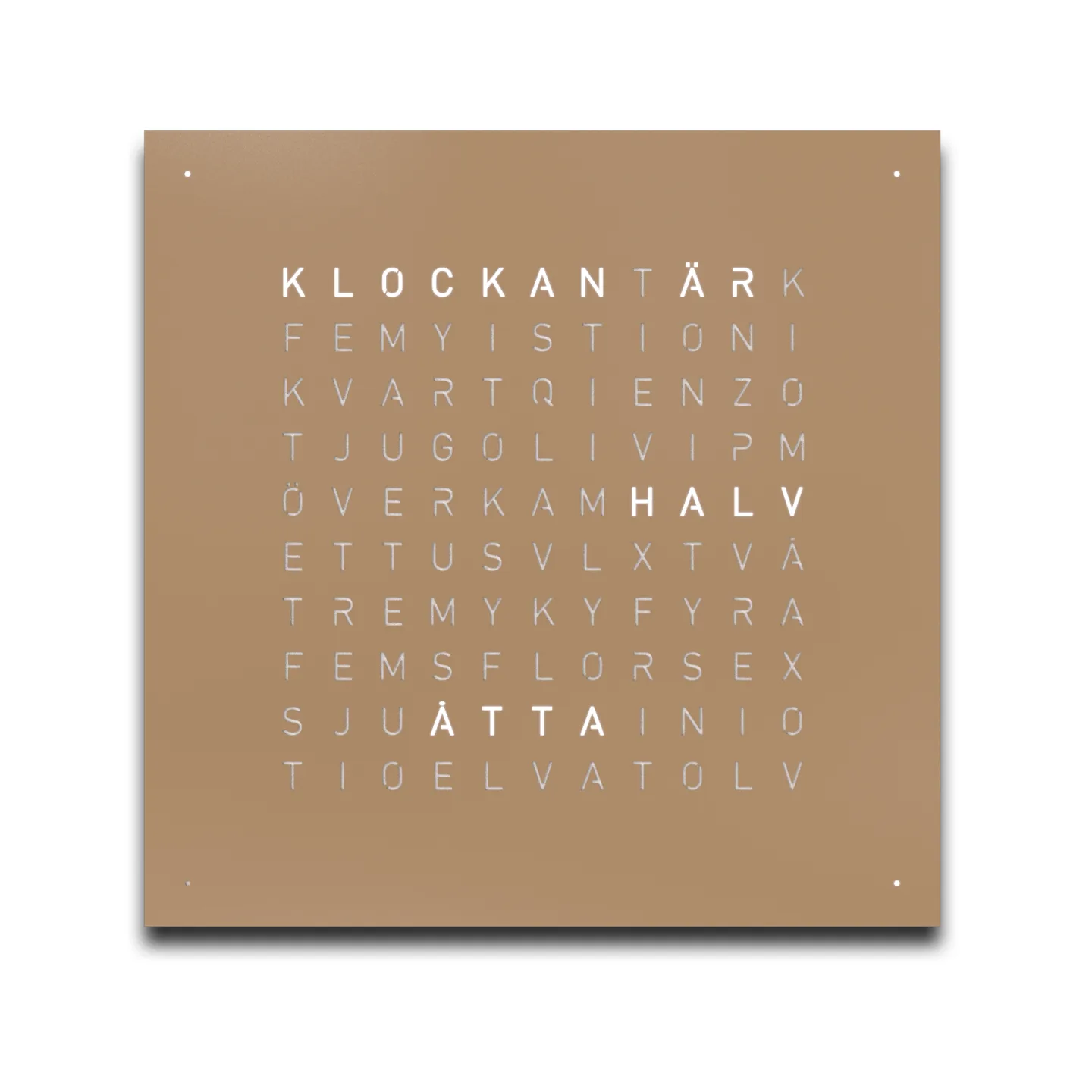 Qlocktwo - Earth 45 Hazelnut White Corpus – Swedish - Klockor - Biegert & Funk - Brun
