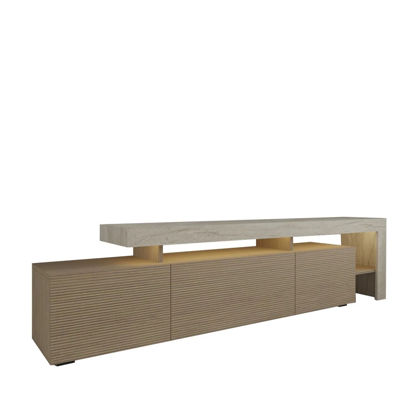 Jurukovo TV-bänk 192x53x37 cm - Travertin, varm ek