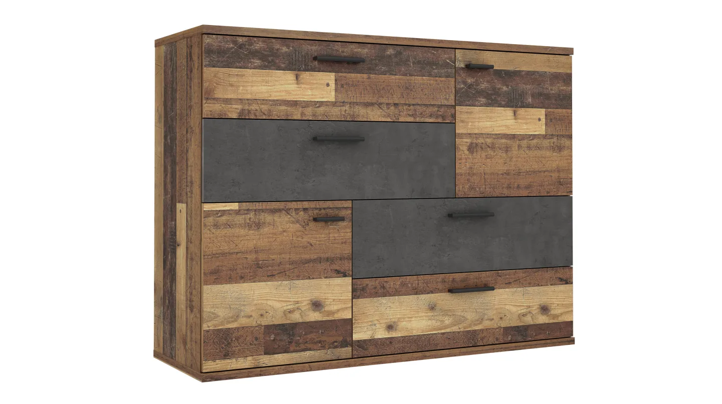 Kommode Old Wood - grau 125 cm - SKIVE