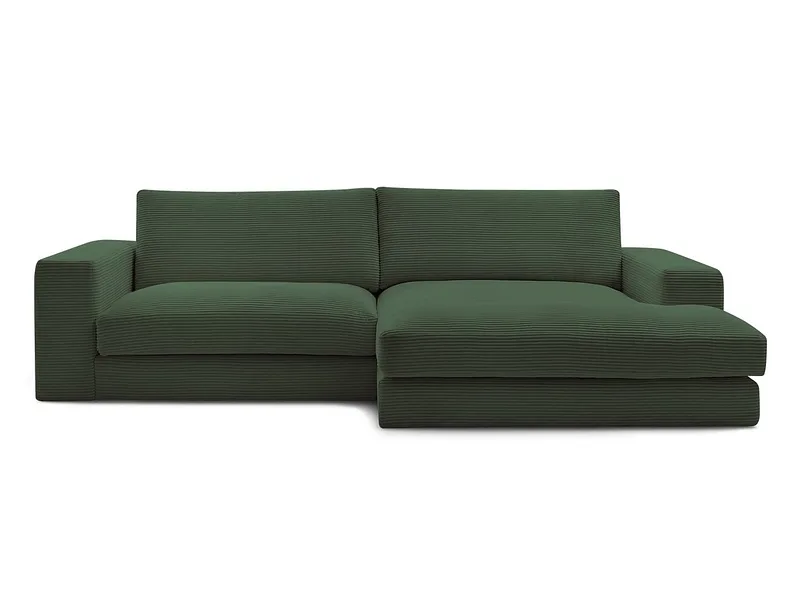 Ecksofa BOBOCHIC LEONARD Cord-Stoff dunkelgrün