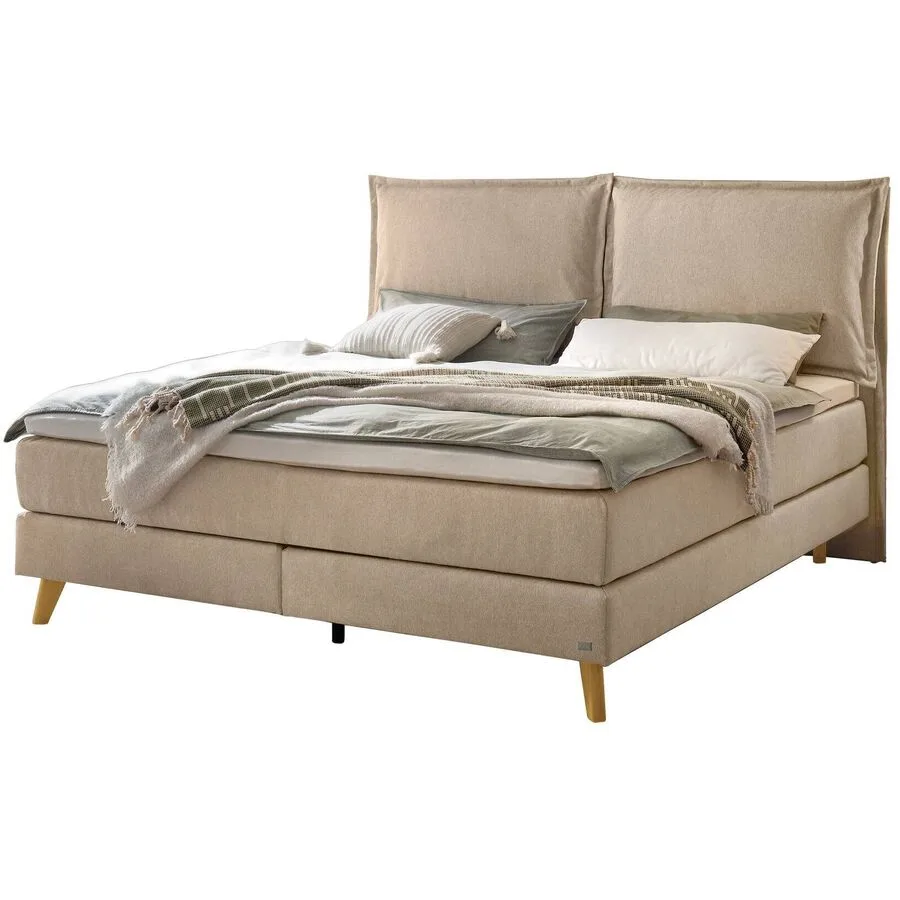 Hasena Boxspringbett Ricarda sand Stoff 160 x 200 cm