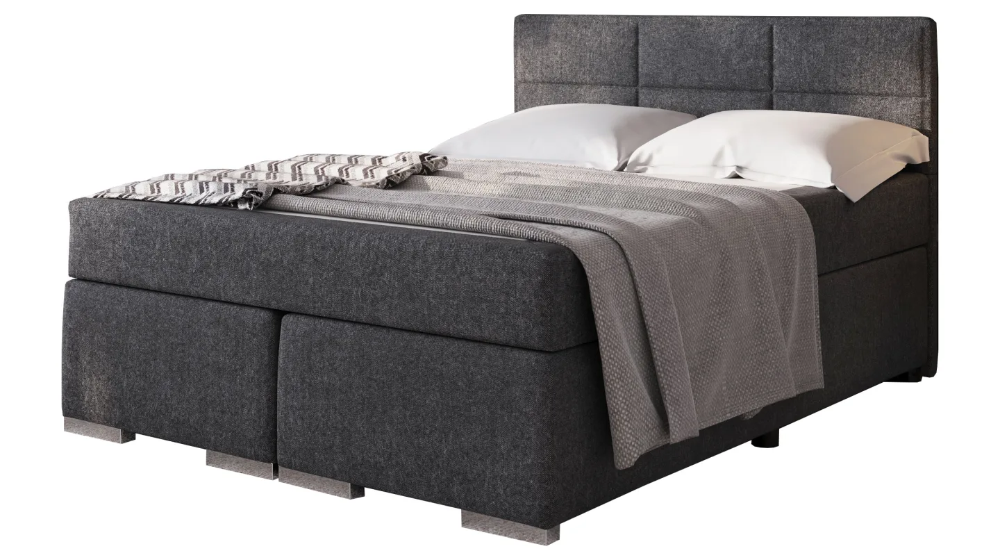 Boxbett 140 x 200 cm grau mit Stoffbezug - Modell ONE