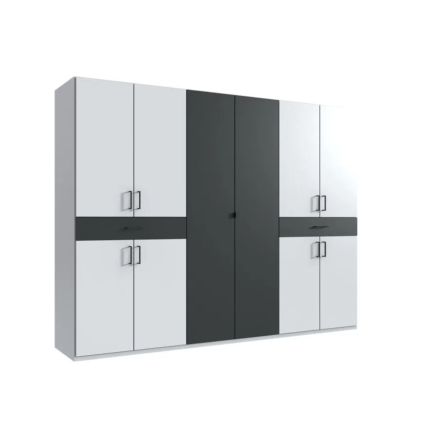 Kleiderschrank Tiby Weiss/graphit Holzwerkstoff B 270 cm