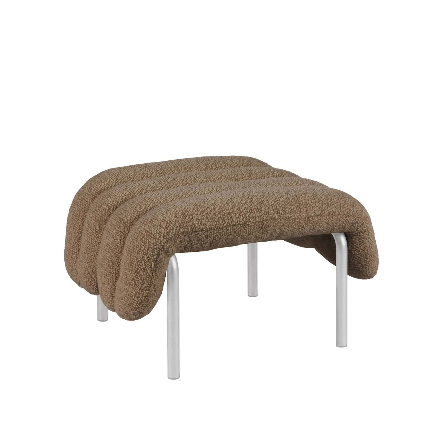 HEM - Puffy Ottoman - Sawdust/Stainless - Fotpallar - Faye Toogood - Silver,Beige - Bomull/Naturmaterial/Metall/Syntetiskt/Skum/Plast