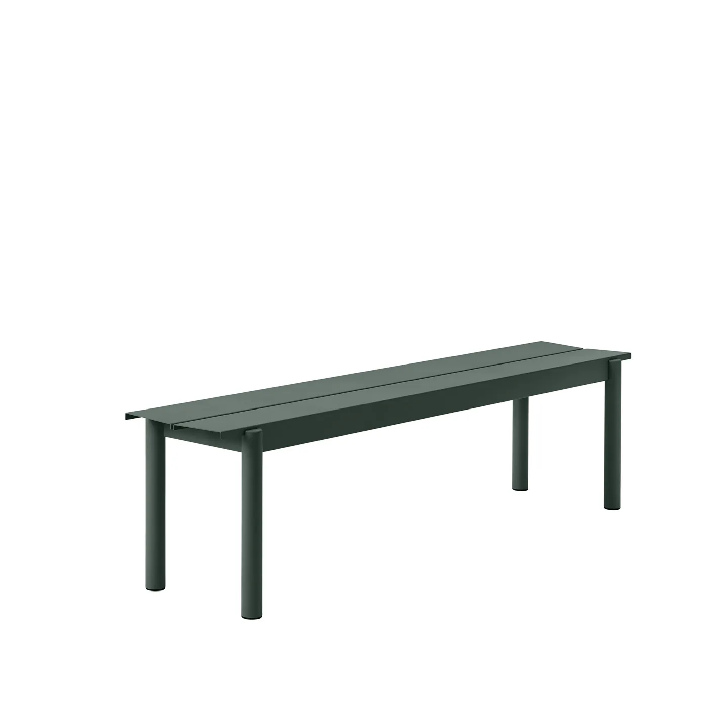 Muuto - Linear Steel Bench 170cm Dark Green - Trädgårdsbänkar - Thomas Bentzen - Grön - Metall