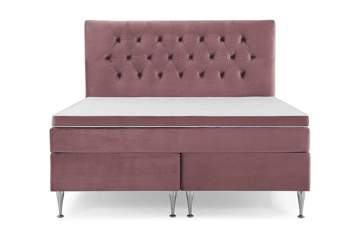 Royal Velvet Komplett Sängpaket 180x200 cm - Rosa med Höga Silverben