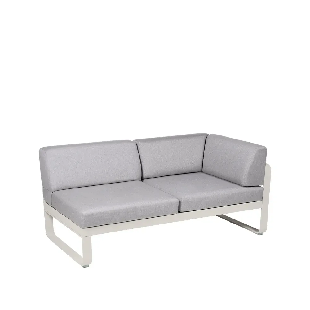 Fermob Bellevie Corner modulsoffa 2-sits Clay grey (grå), flannel grey dyna, höger