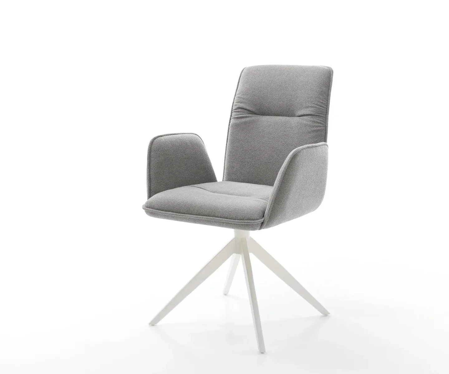 Drehstuhl Vinja-Flex Strukturstoff Soft Grau Kreuzgestell breit Weiß 360° drehbar Wippfunktion