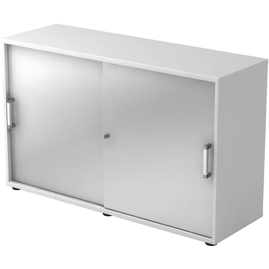Aktenschrank Office Silber, Weiss Holzwerkstoff B 120 cm H 74.8 cm