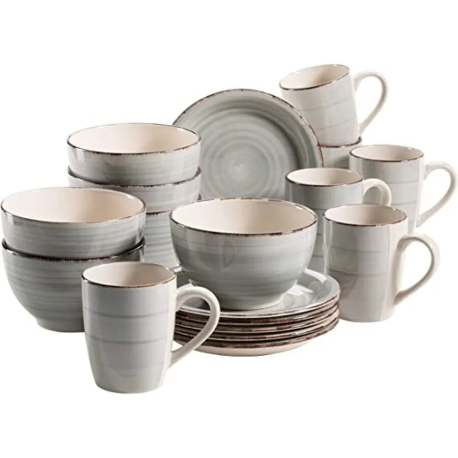 MÄSER Geschirr-Set Lumaca Rauchblau Porzellan 18 Stk