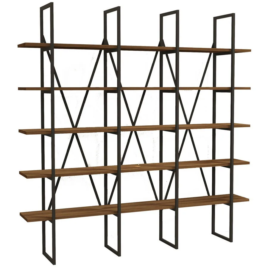 Bücherregal Yemek Walnuss Melaninbeschichtete Mischholz (Spanplatte) B 160 H 160 cm
