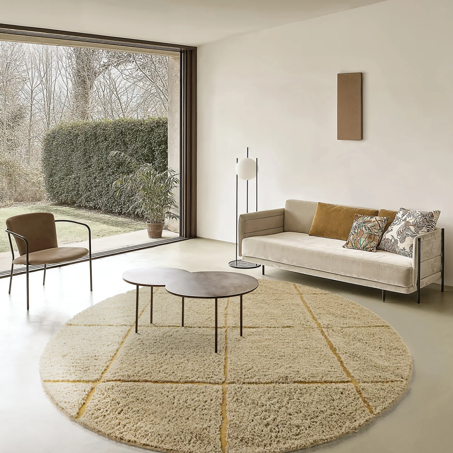 Runde tepper - Bellevue Natural Cotton Shaggy (beige/brun) (Størrelse: Ø 200 cm)