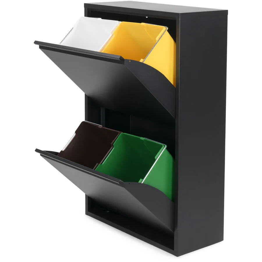 Spinder Design Abfalleimer Hesta Schwarz Metall, Kunststoff B 60 cm 74 l