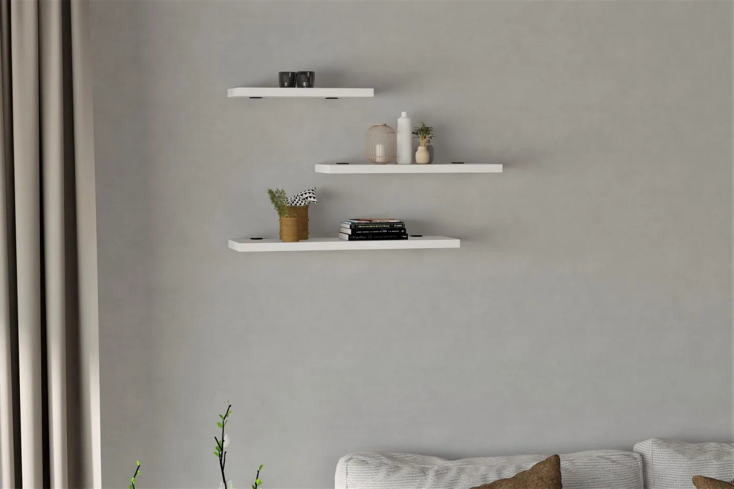 Cordin Vägghylla 2x30 cm 3-pack - Vit