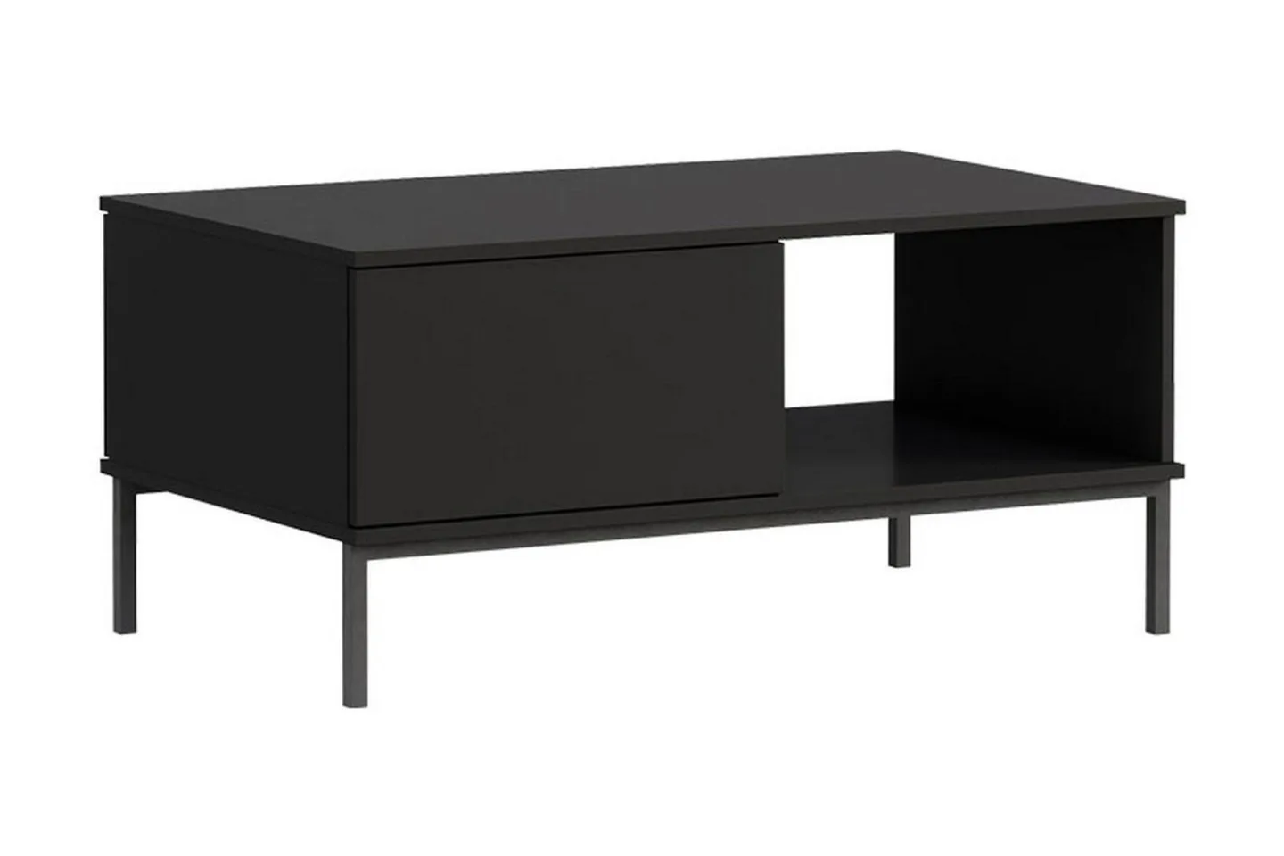Querty Soffbord 100 cm med Förvaring Hylla + Låda - Svart