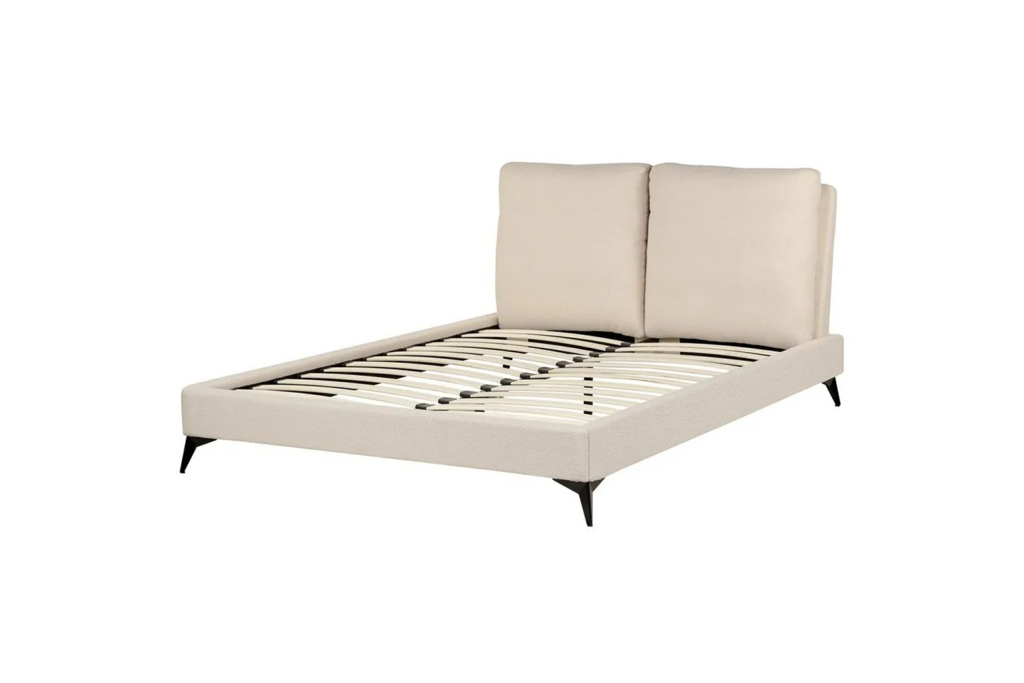 Säng med lamellram Melle - Beige/Bouclé, 140x200 cm