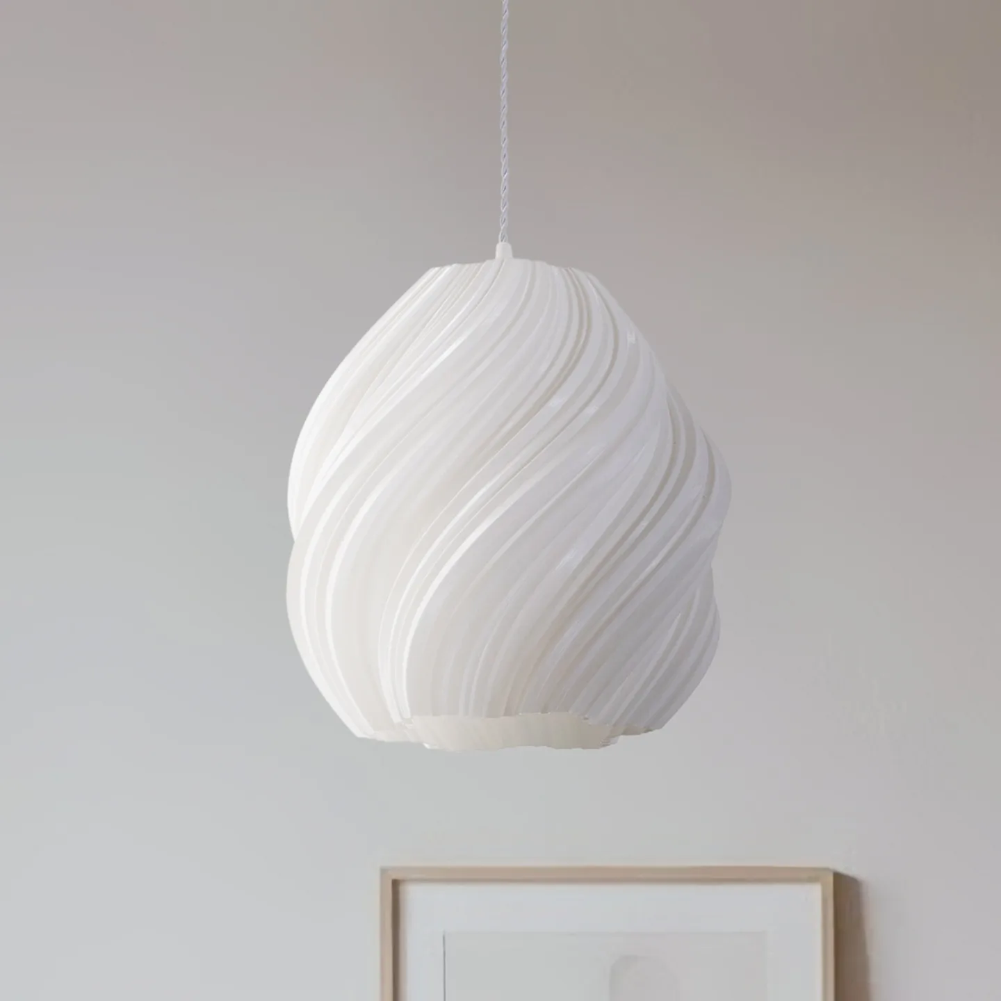 Nuvia Pendelleuchte, weiß, Ø 30 cm, 3D Druck - Lindby - Wohnzimmer - Modern - Kunststoff - Einflammig