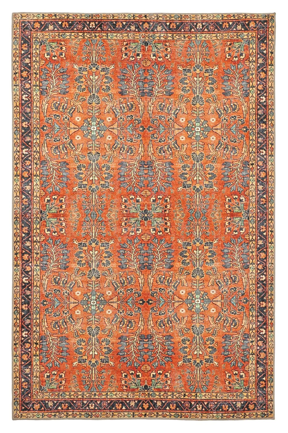 Flatvevd teppe - Yasirah (oransje) (Størrelse: 230 x 340 cm)