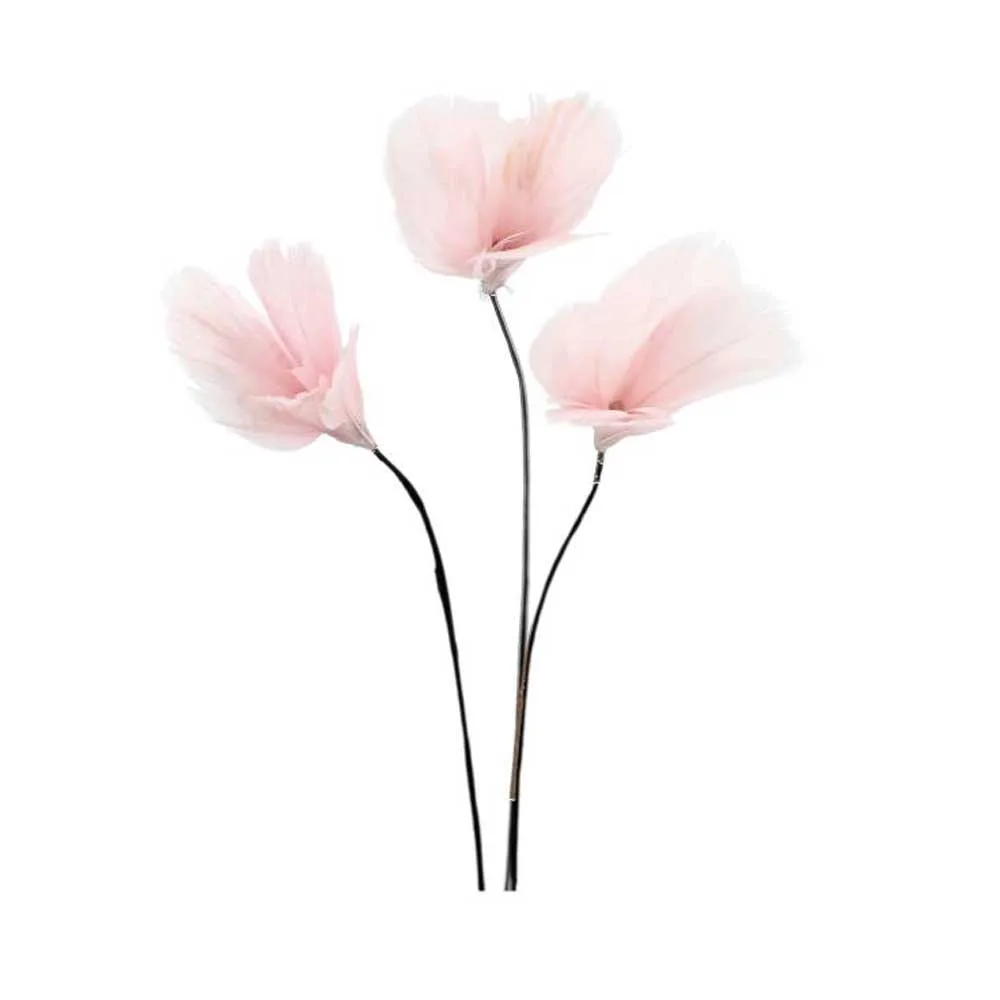 Fjäder trådad Blomma Ljusrosa 12 pack