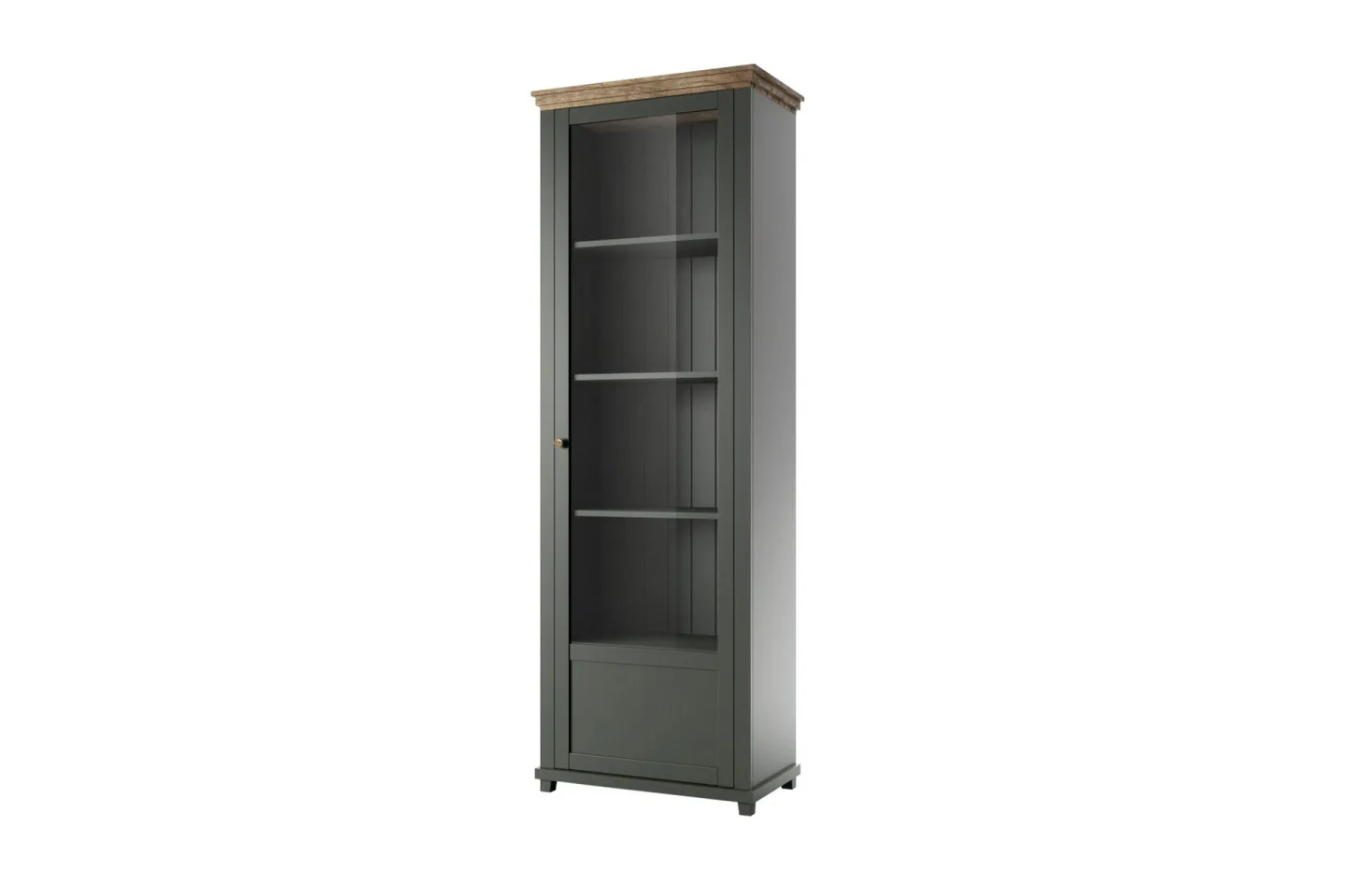 Ivreri Vitrinskåp 42 cm djup 71 cm bred 200 cm hög Mörkt Trä - Khaki/Natur