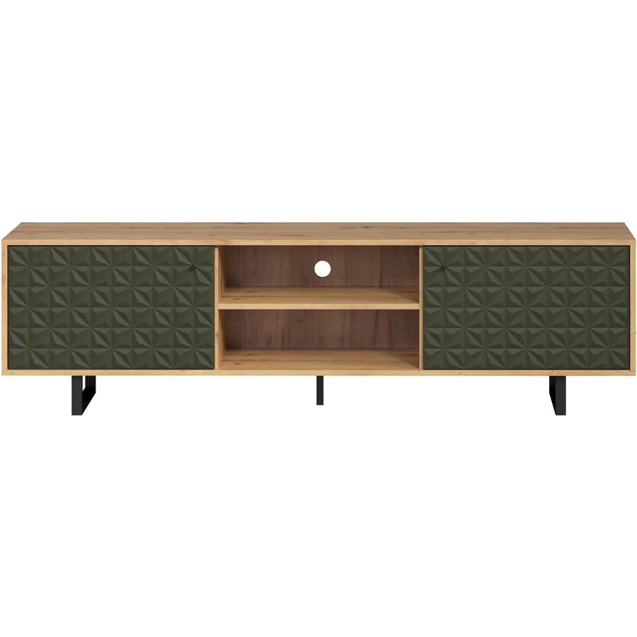 TV-Möbel Kravitz eiche/schwarz Holzwerkstoff/Metall/Kunststoff B 184 cm