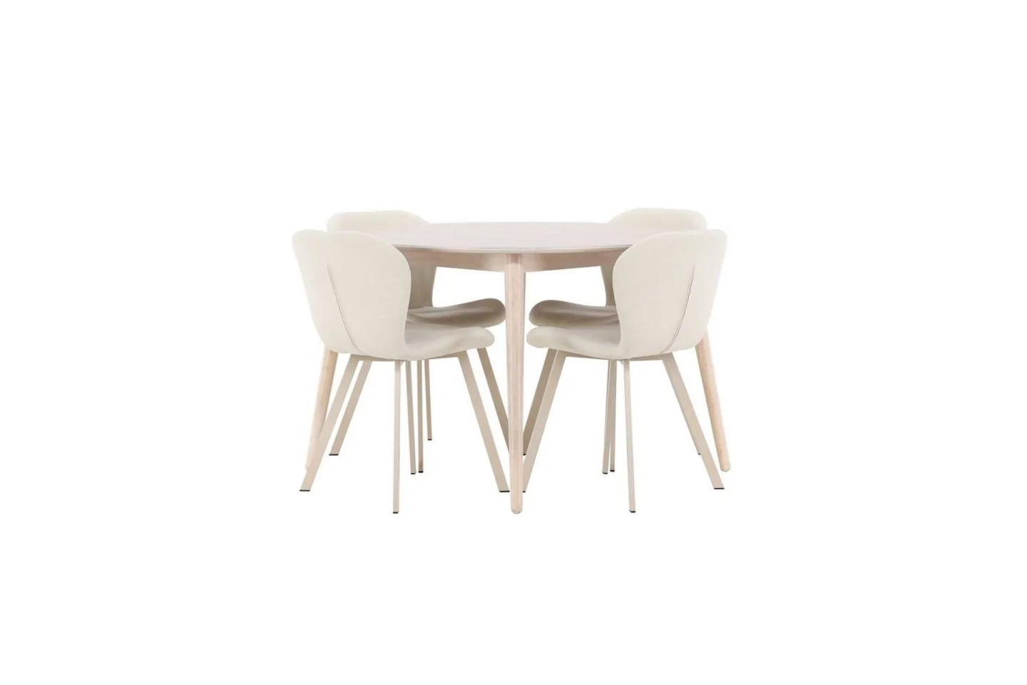 Matgrupp Flora Runt 120 cm Vit med 4st Lilja Stolar -