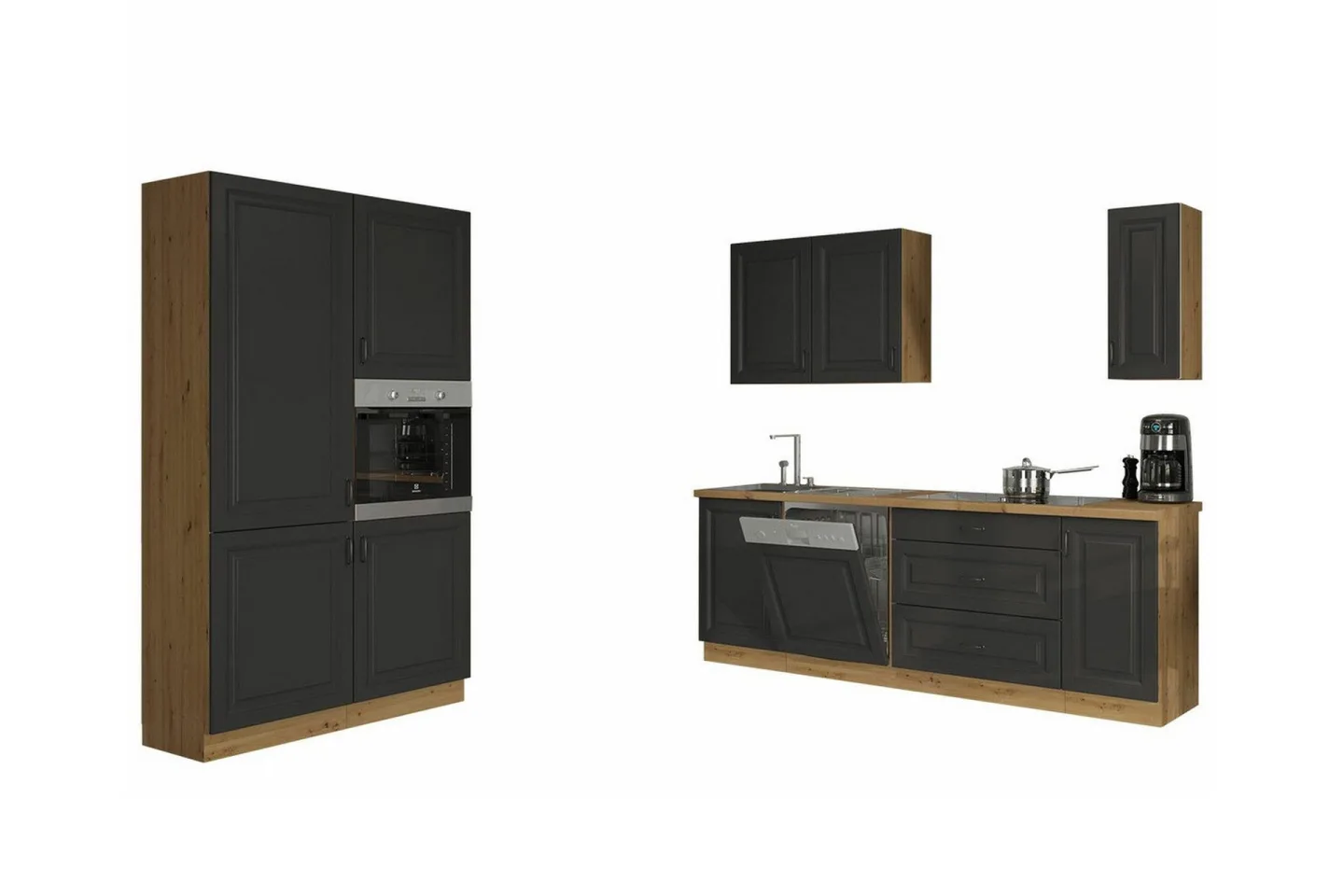 Templemore Möbelset För Kök & Matplats Black/Dark Wood -