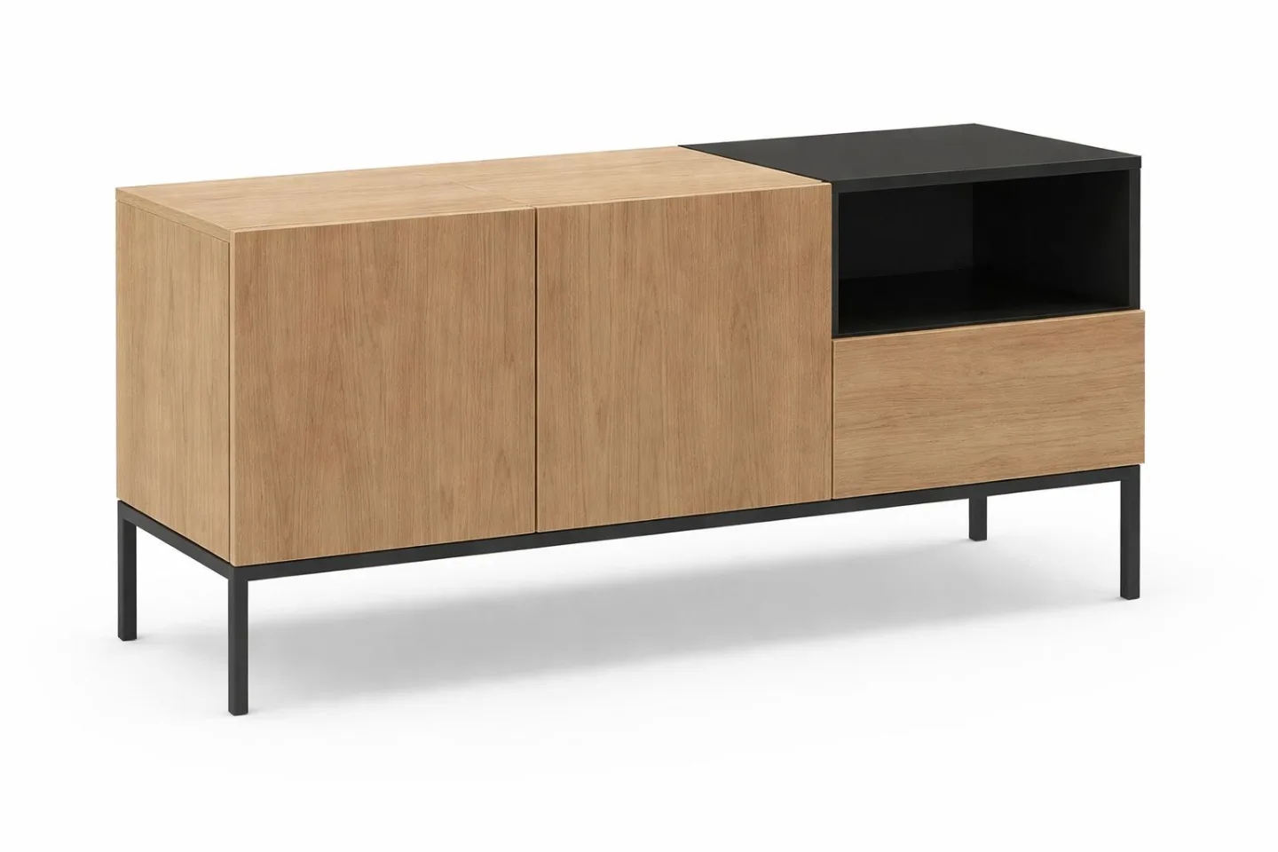 Morlen Tv-Bänk 140 cm - Naturlig ek, Wood Black, svart