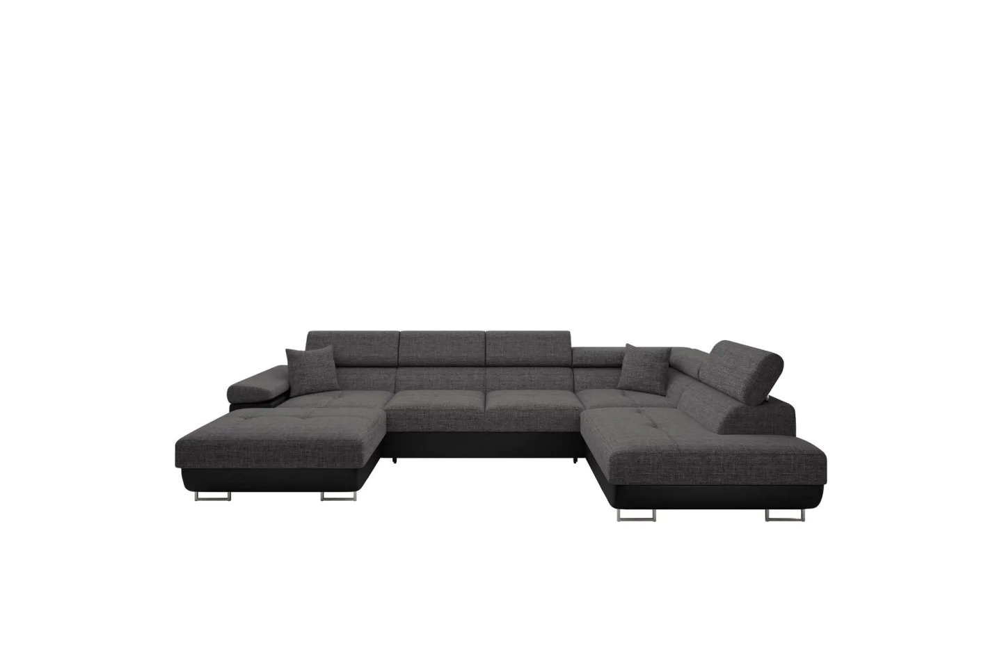 Gabina Soffa med Divan och Schäslong 4-sits - Svart/Grå