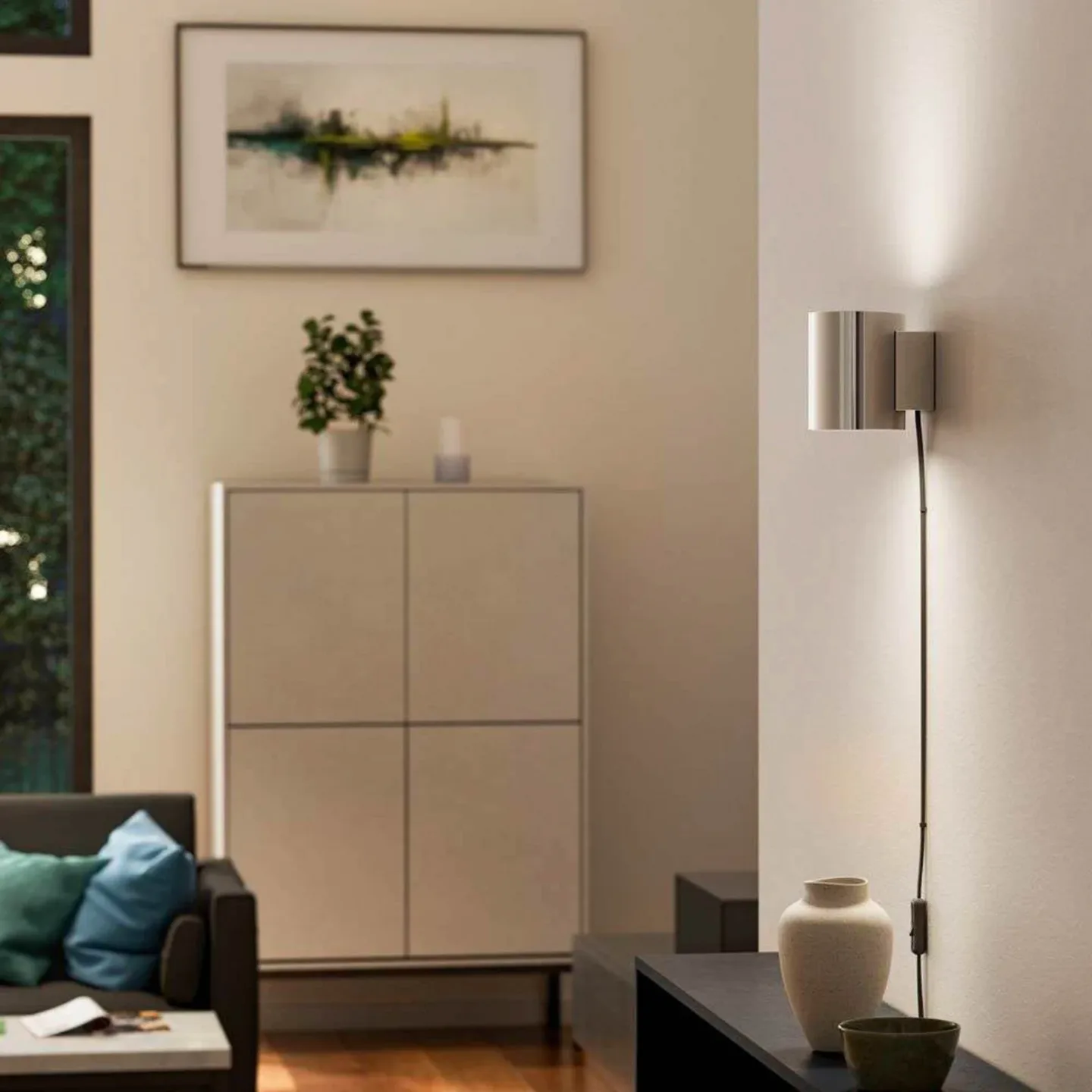 Evoke Wandleuchte IP44 Small Chrome/Chrome - Herstal - Wohnzimmer - Metall
