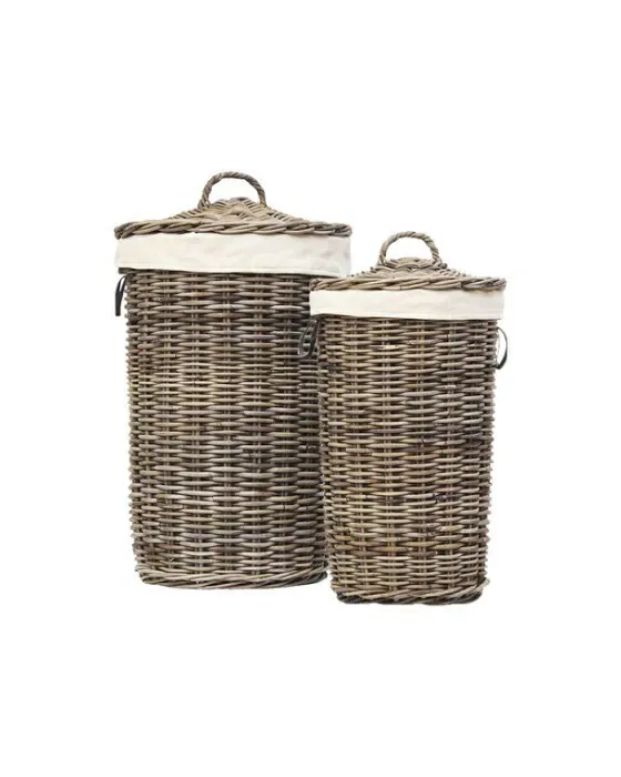 Kubu Wäschekorb Rattan 2er-Set