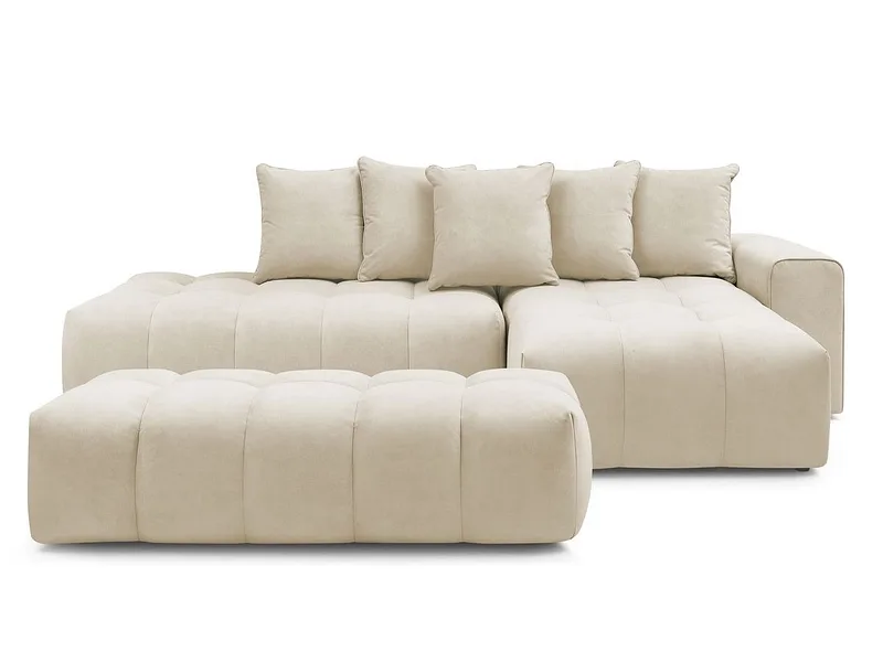 Ecksofa mit Hocker BOBOCHIC MONT-BLANC Samt beige
