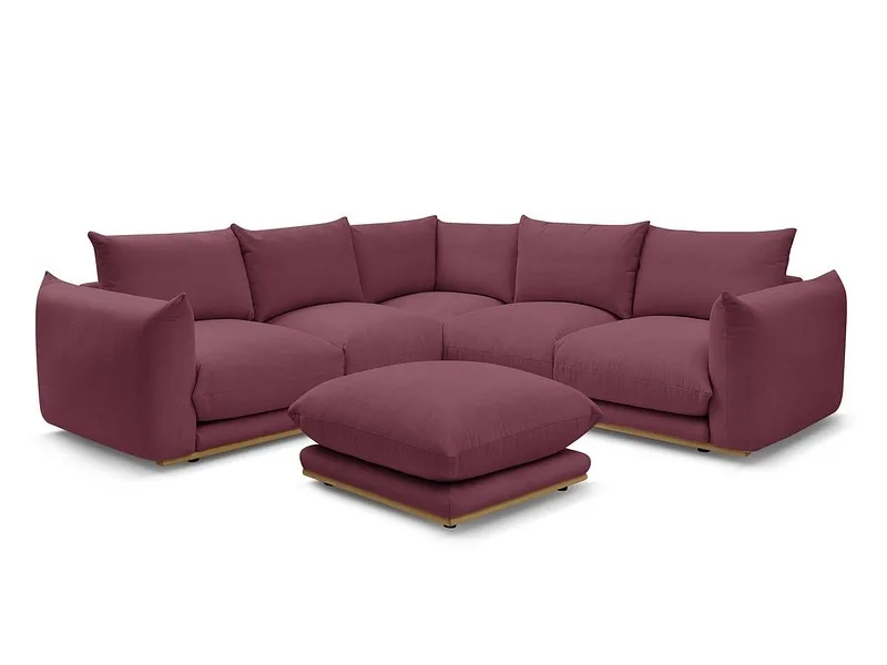 Ecksofa mit Hocker BOBOCHIC ERNEST Stoff rot