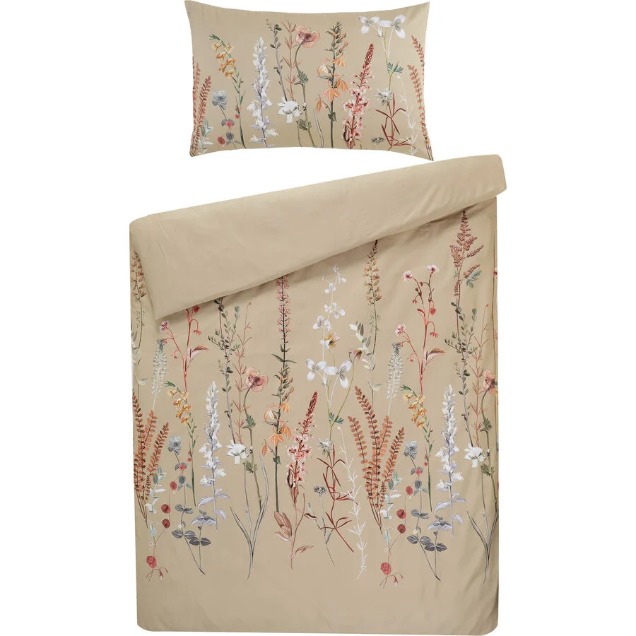 Bettwäschegarnitur Juna Beige Baumwolle 160 cm - Farbe: creme