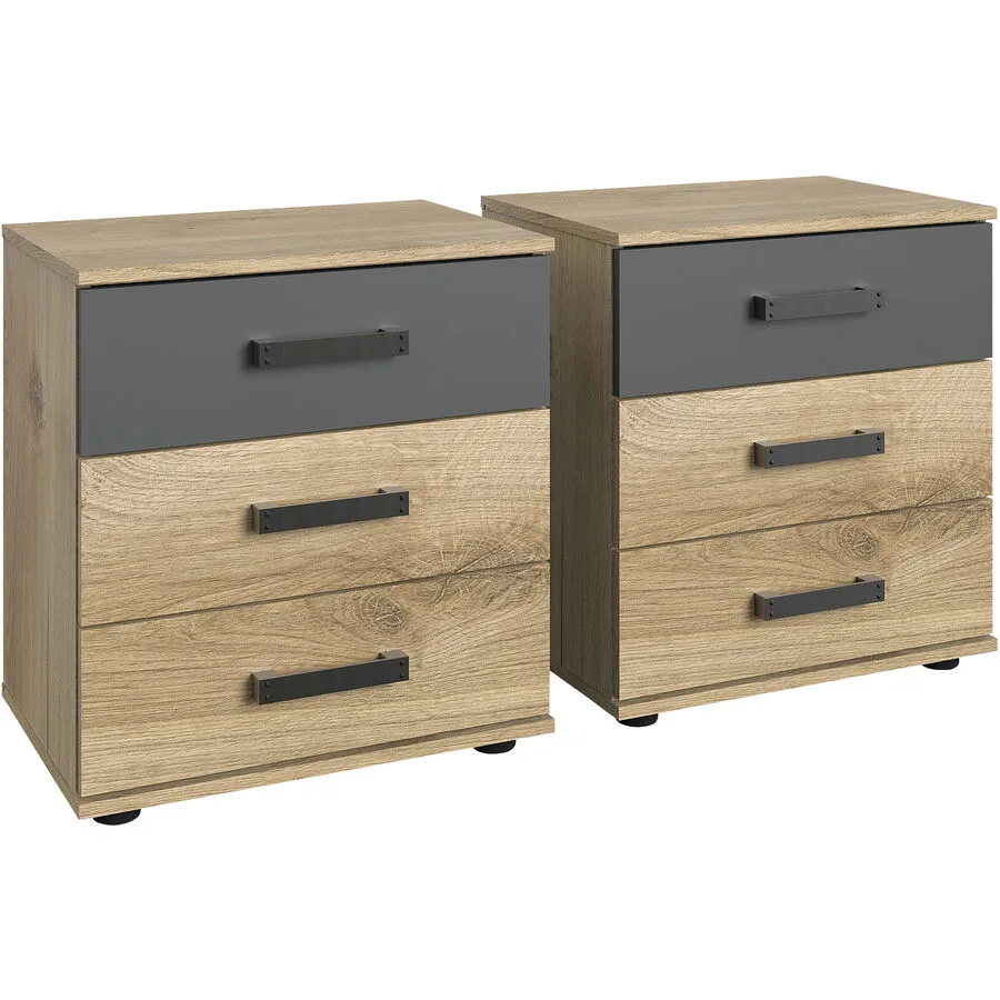 Nachttisch Jasmin Eiche, Graphit Holzwerkstoff B 104 H 58 cm